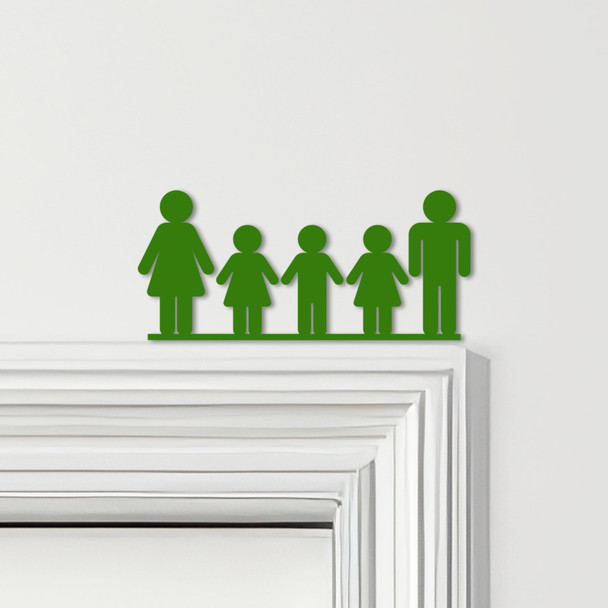 Door Topper Family Of 4, 2 Girls 1 Boy Various Colours Decorative Sign