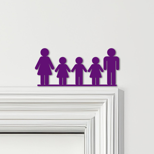 Door Topper Family Of 4, 2 Girls 1 Boy Various Colours Decorative Sign