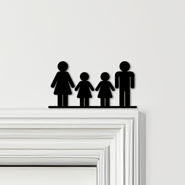 Door Topper Family Of 4, 2 Girls Various Colours Top Of Door Frame Decor Sign