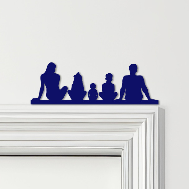 Door Topper Family Of 5, 1 Girl 1 Boy 1 Baby Various Colours Frame Decor Sign
