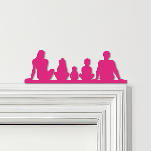 Door Topper Family Of 5, 1 Girl 1 Boy 1 Baby Various Colours Frame Decor Sign