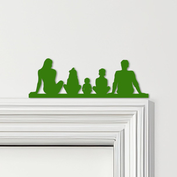 Door Topper Family Of 5, 1 Girl 1 Boy 1 Baby Various Colours Frame Decor Sign