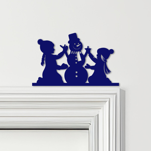 Door Topper Girls Building Snowman Christmas Decor Various Colours Decor Sign