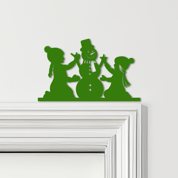 Door Topper Girls Building Snowman Christmas Decor Various Colours Decor Sign