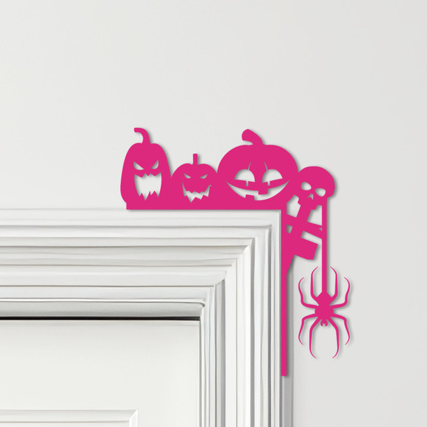 Door Topper Halloween Decor Pumpkins Spider Various Colours Frame Decor Sign