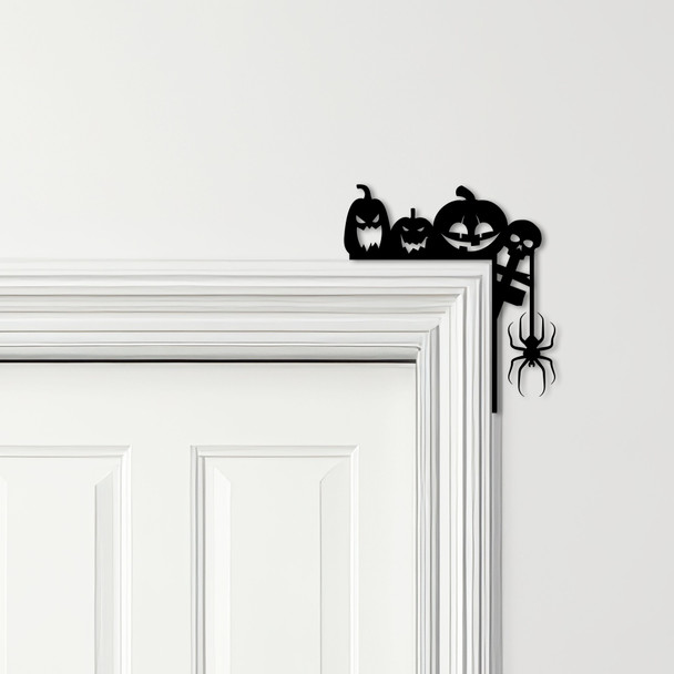 Door Topper Halloween Decor Pumpkins Spider Various Colours Frame Decor Sign