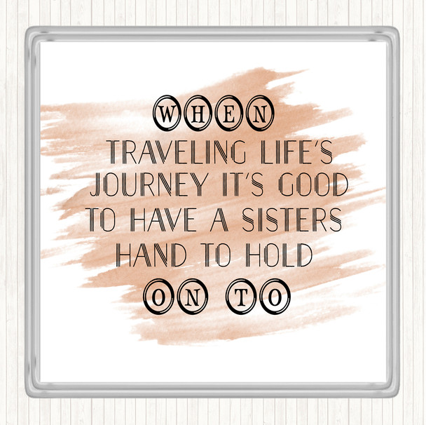 Watercolour A Sisters Hand Quote Coaster