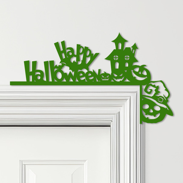 Door Topper Happy Halloween Decor House Pumpkins Various Colours Decorative Sign