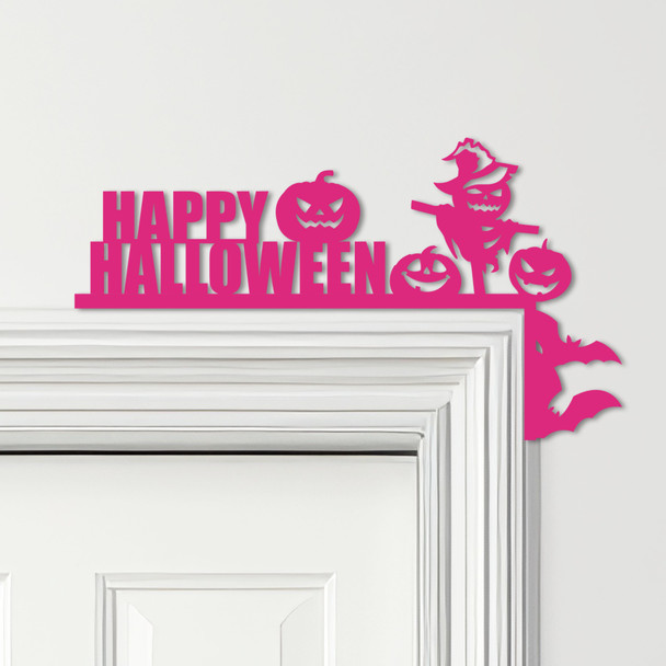 Door Topper Happy Halloween Decor Pumpkins Various Colours Frame Decor Sign