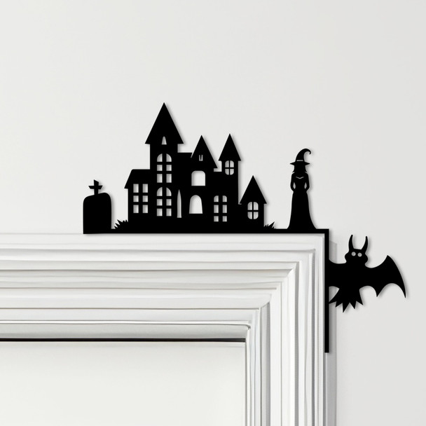 Door Topper Haunted House Witch Halloween Decor Various Colours Decorative Sign
