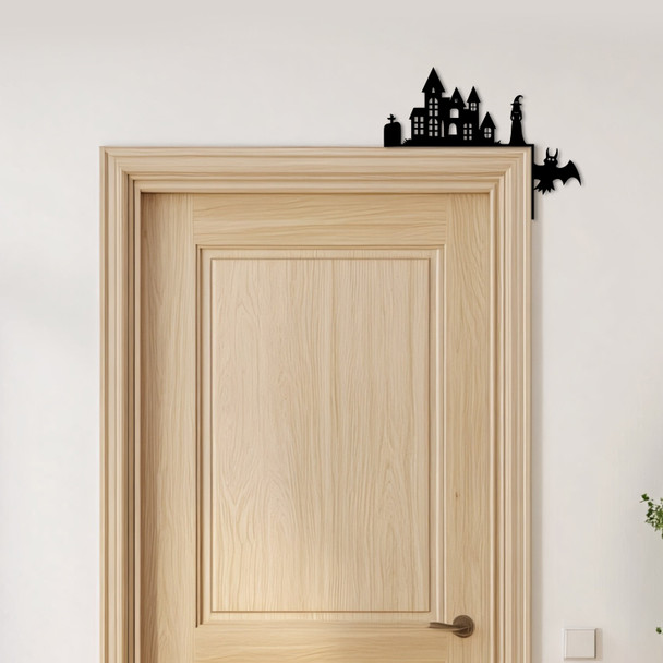 Door Topper Haunted House Witch Halloween Decor Various Colours Decorative Sign