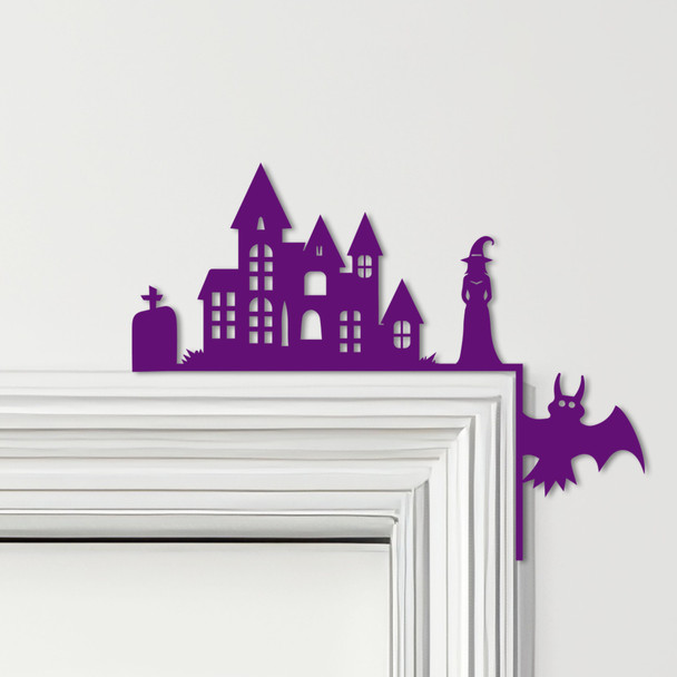 Door Topper Haunted House Witch Halloween Decor Various Colours Decorative Sign