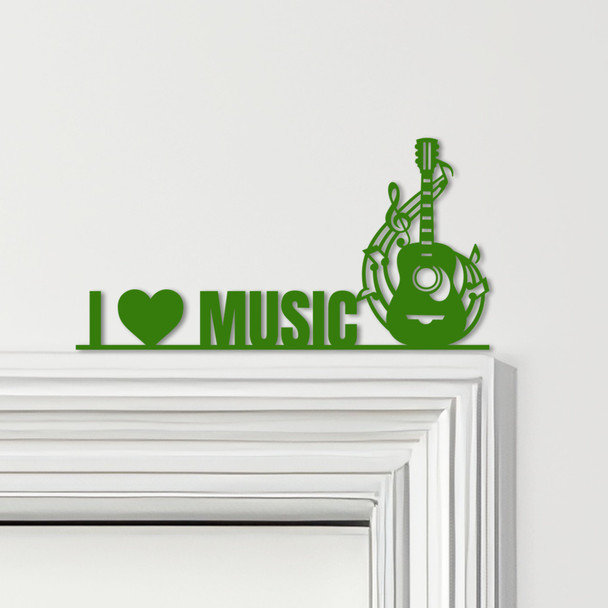 Door Topper I Love Music Guitar Music Notes Various Colours Frame Decor Sign