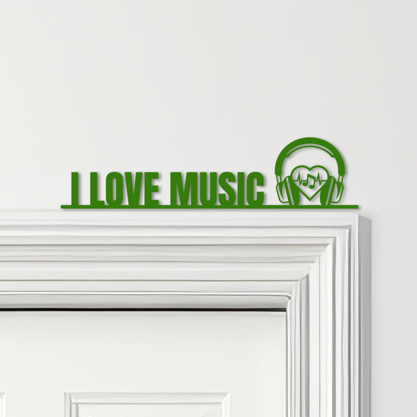 Door Topper I Love Music Headphones & Music Notes Various Colours Decor Sign