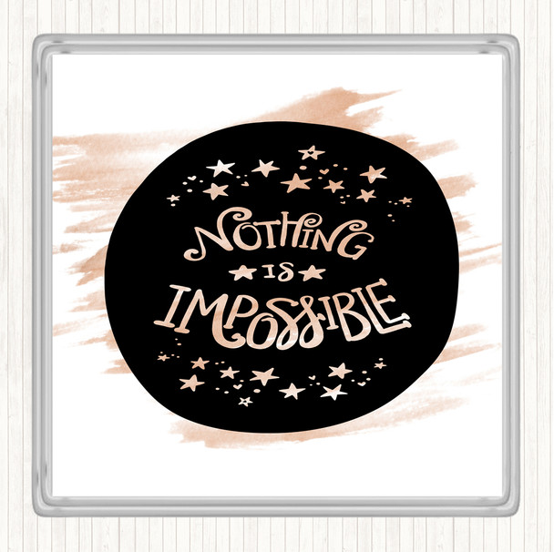Watercolour Nothing Impossible Unicorn Quote Coaster
