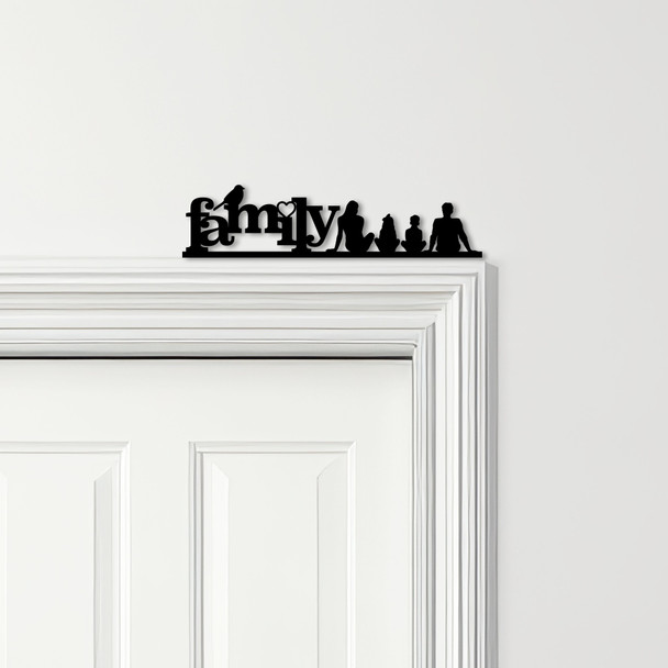 Door Topper Love Heart Bird Family Of 4, 1 Girl 1 Boy Various Colours Decor Sign