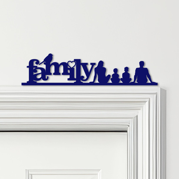 Door Topper Love Heart Bird Family Of Four 2 Boys Various Colours Decor Sign