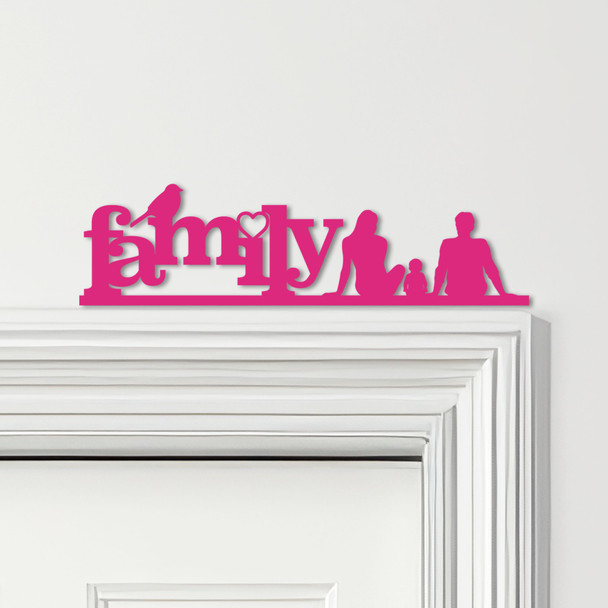 Door Topper Love Heart Bird Family Of Three 1 Baby Various Colours Decor Sign