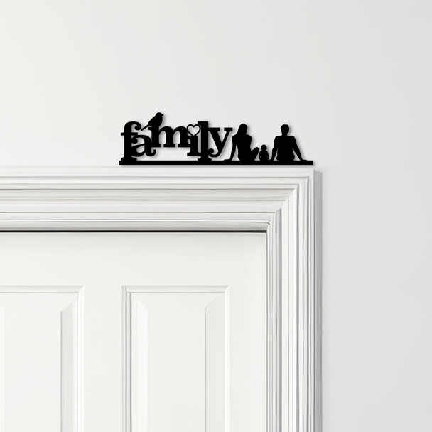 Door Topper Love Heart Bird Family Of Three 1 Baby Various Colours Decor Sign