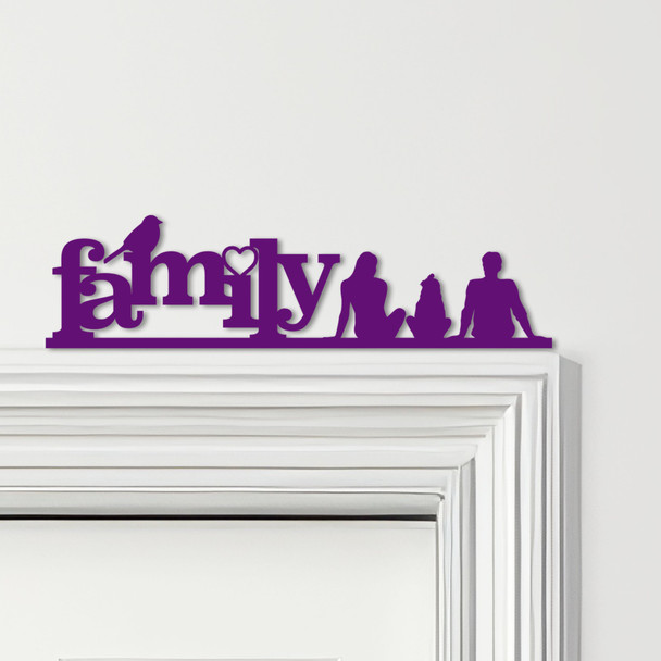 Door Topper Love Heart Bird Family Of Three 1 Girl Various Colours Decor Sign