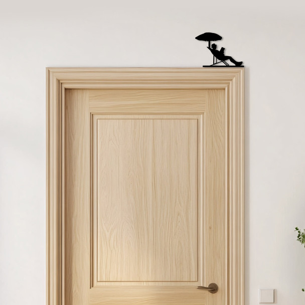 Door Topper Man Sunbathing Various Colours Top Of Door Frame Decorative Sign
