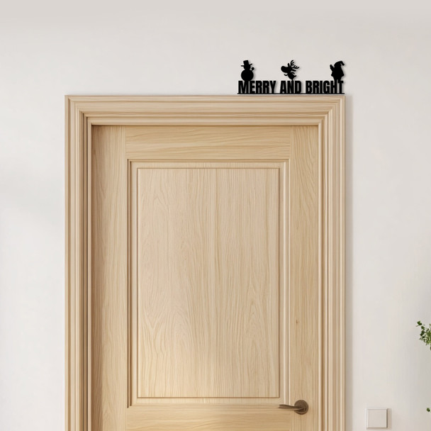 Door Topper Merry & Bright Christmas Decor Quote Various Colours Decorative Sign