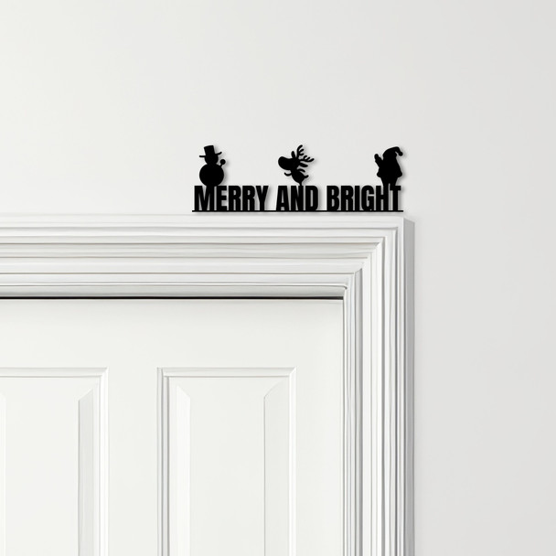 Door Topper Merry & Bright Christmas Decor Quote Various Colours Decorative Sign