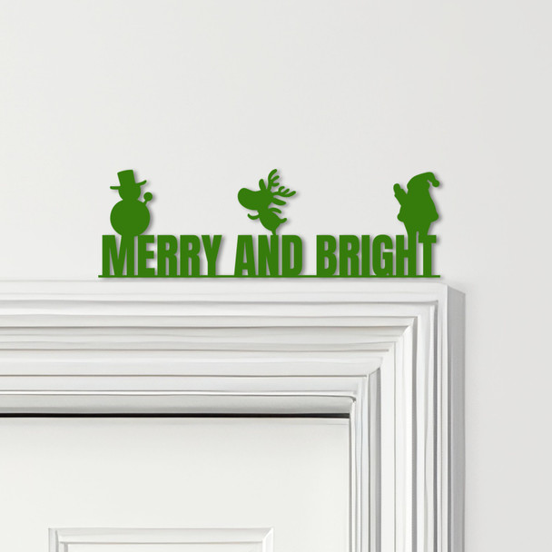 Door Topper Merry & Bright Christmas Decor Quote Various Colours Decorative Sign