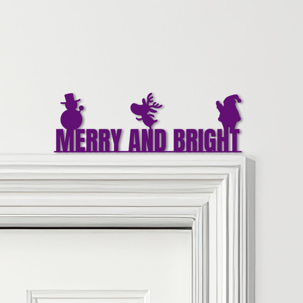 Door Topper Merry & Bright Christmas Decor Quote Various Colours Decorative Sign
