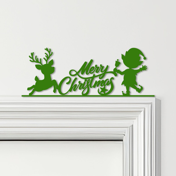Door Topper Merry Christmas Decor Elf Reindeer Various Colours Decorative Sign