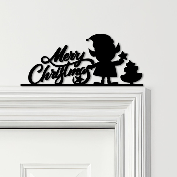 Door Topper Merry Christmas Decor Elf Various Colours Decorative Sign