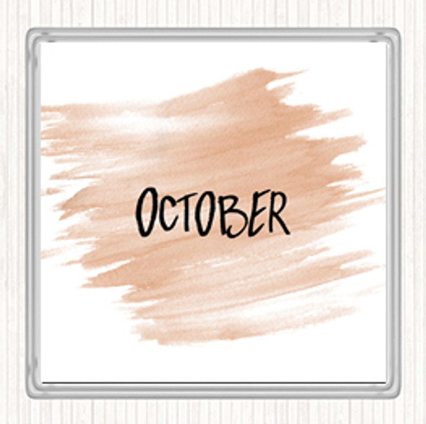 Watercolour October Quote Coaster