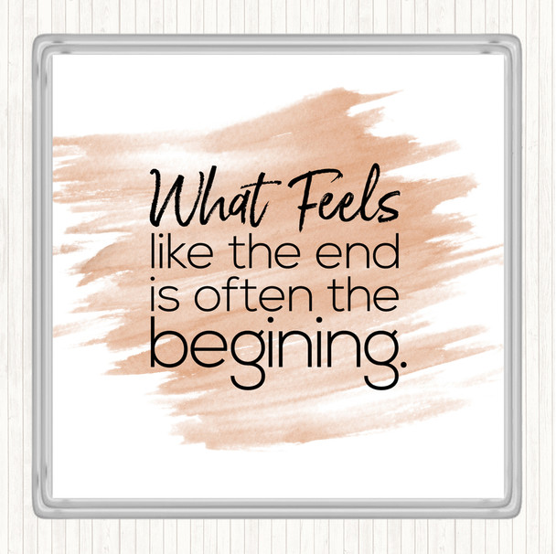 Watercolour Often The Beginning Quote Coaster