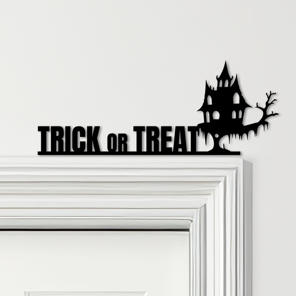 Door Topper Trick Or Treat Haunted House Halloween Decor Various Colours Sign