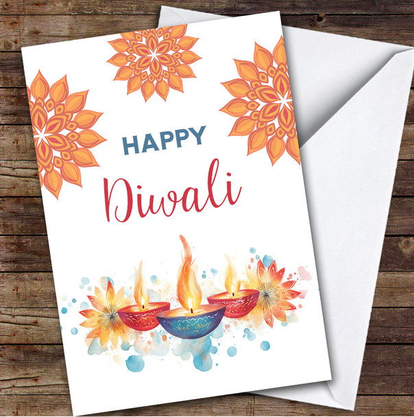 Personalised Diwali Card For Anyone Candles Print