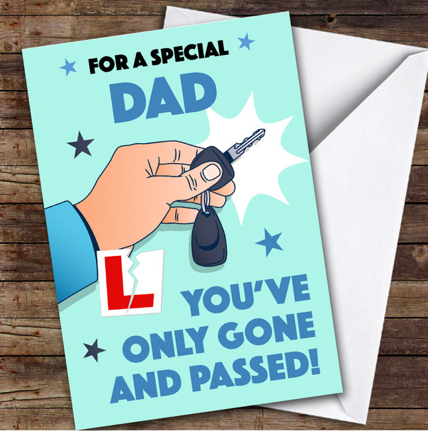 Personalised Passed Driving Test Card For Dad Car Key Blue