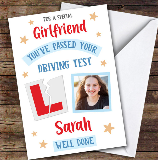 Personalised Passed Driving Test Card For Girlfriend Photo L Plate Star Personalised Passed Driving Test Card For Girlfriend Photo L Plate Star