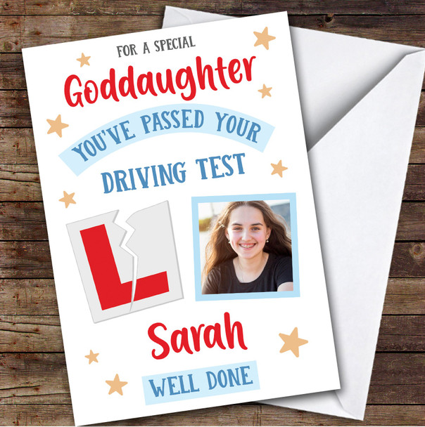 Personalised Passed Driving Test Card For Goddaughter Photo L Plate Star