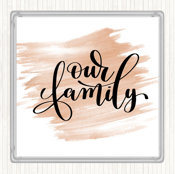 Watercolour Our Family Quote Coaster