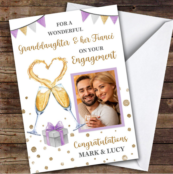 Personalised Engagement Card For Granddaughter And Her Fiance Photo Champagne