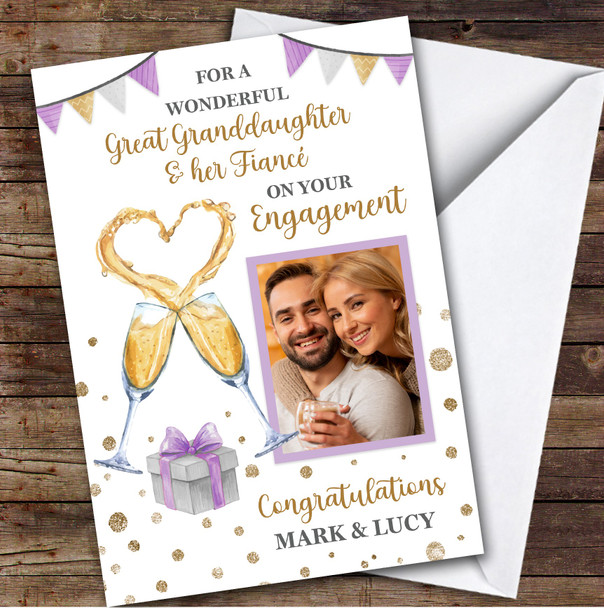 Personalised Engagement Card For Great Granddaughter And Her Fiance Photo