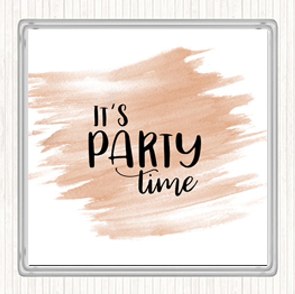 Watercolour Party Time Quote Coaster