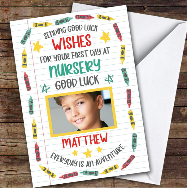 Personalised Starting Nursery Card For Card For Anyone Photo Crayons