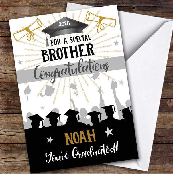 Personalised Graduation Card For Brother Silhouette Hat