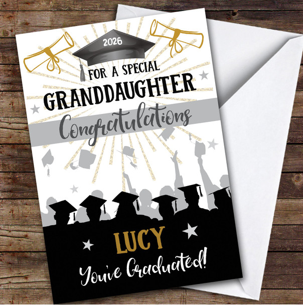 Personalised Graduation Card For Granddaughter Silhouette Hat