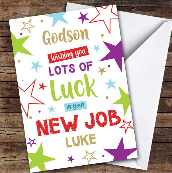 Personalised New Job Card For Godson Bright Stars