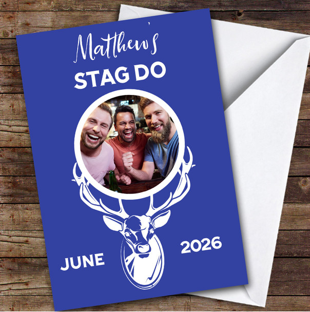 Personalised Stag Do Card For Anyone Photo Stag Blue
