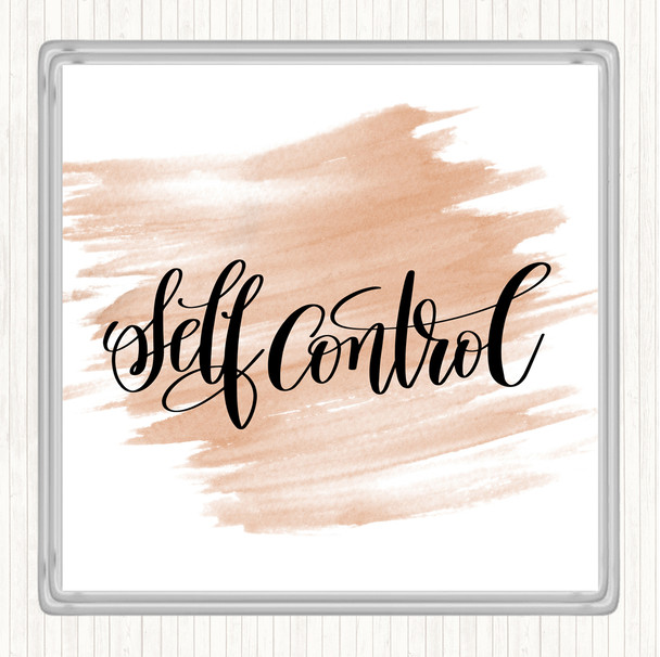 Watercolour Self Control Quote Coaster