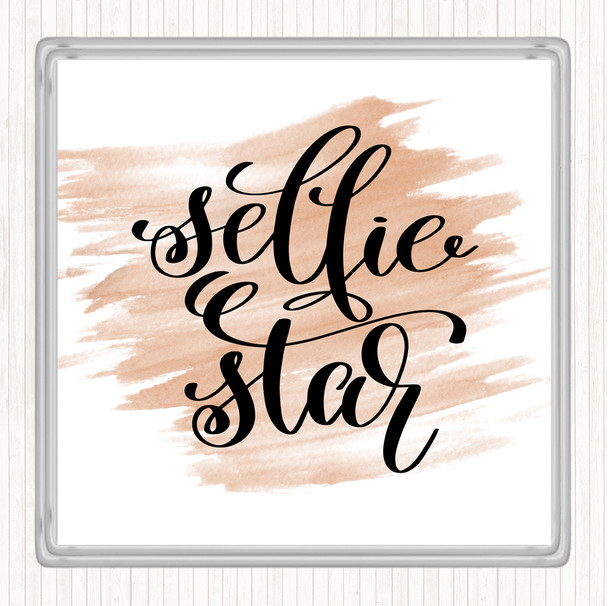 Watercolour Selfie Star Quote Coaster