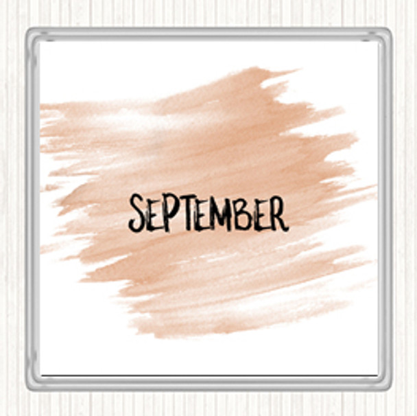 Watercolour September Quote Coaster